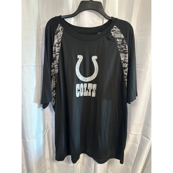 NFL Team Apparel Colts Black & Gray Camo Raglan T-Shirt 2XL - Picture 1 of 6